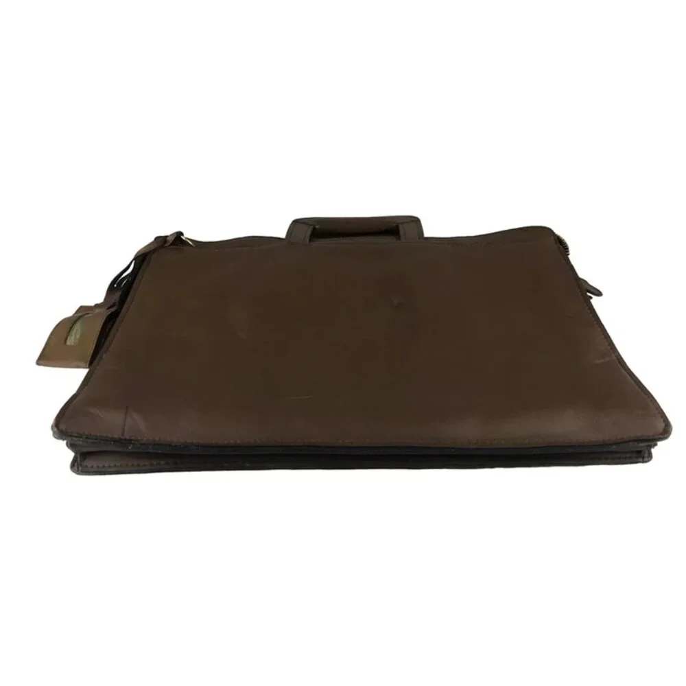Savaage Briefcase Document Case Bag Unisex Brown Genuine Leather Top‎ Handle